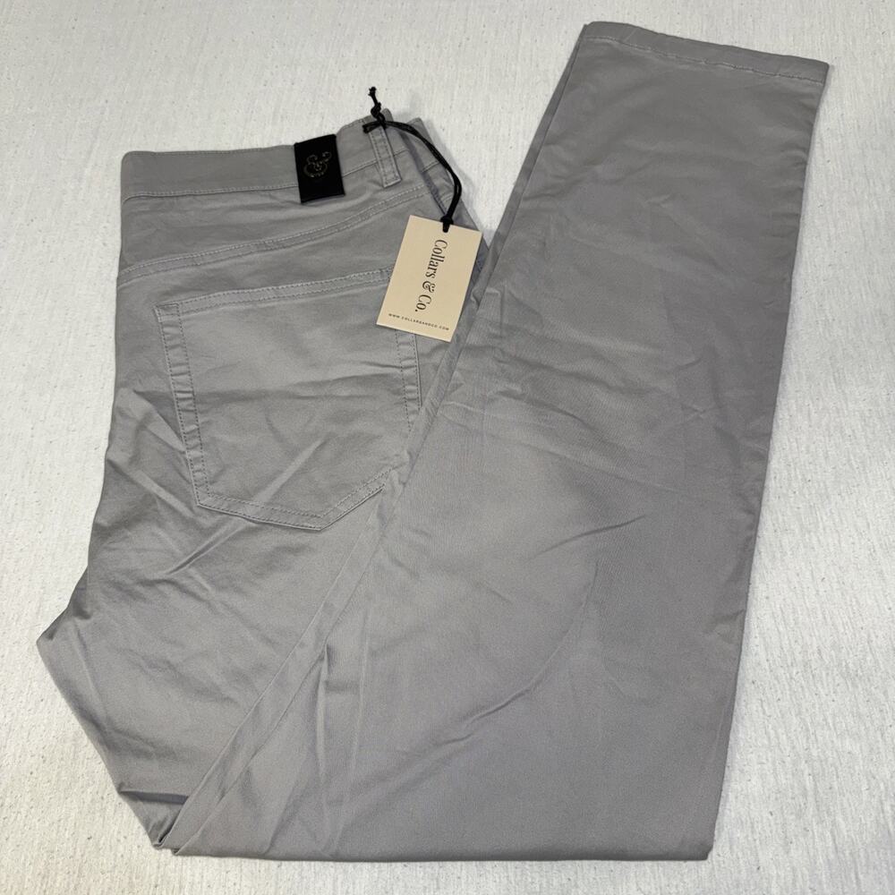 Collars & Co Pants Men 32x30 Gray 5 Pocket Stretch Chino Nylon Rayon Spandex NWT